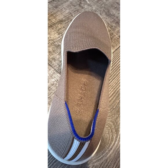 Rothys Slip On Sneakers Loafer Womens Size 11 Brown Knit Upper Blue Accent Strip - Picture 6 of 10